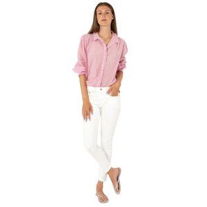 Xirena Shirt Blouse X-Small XS 'Hale' Pink Stripe Loose Ruffle